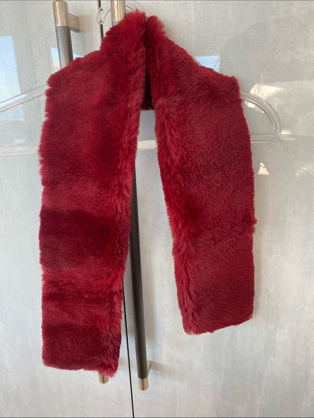 Plush Faux Fur Scarf in Rich Burgundy